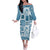 Hawaii Christmas Retro Patchwork Off The Shoulder Long Sleeve Dress Aquamarine LT7 Women Aquamarine - Polynesian Pride