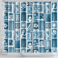 Hawaii Christmas Retro Patchwork Shower Curtain Aquamarine LT7 - Polynesian Pride