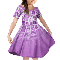 Hawaii Christmas Retro Patchwork Kid Short Sleeve Dress Violet LT7 KID Violet - Polynesian Pride