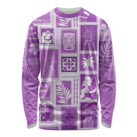Hawaii Christmas Retro Patchwork Long Sleeve Shirt Violet LT7 Unisex Violet - Polynesian Pride