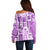 Hawaii Christmas Retro Patchwork Off Shoulder Sweater Violet LT7 - Polynesian Pride