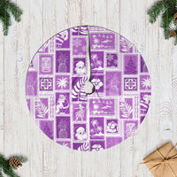 Hawaii Christmas Tree Skirt Retro Patchwork - Violet LT7 Casual Tree Skirts Violet - Polynesian Pride