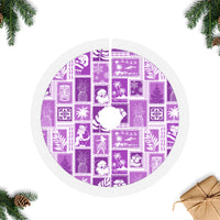 Hawaii Christmas Tree Skirt Retro Patchwork - Violet LT7 Fringed Tree Skirts Violet - Polynesian Pride