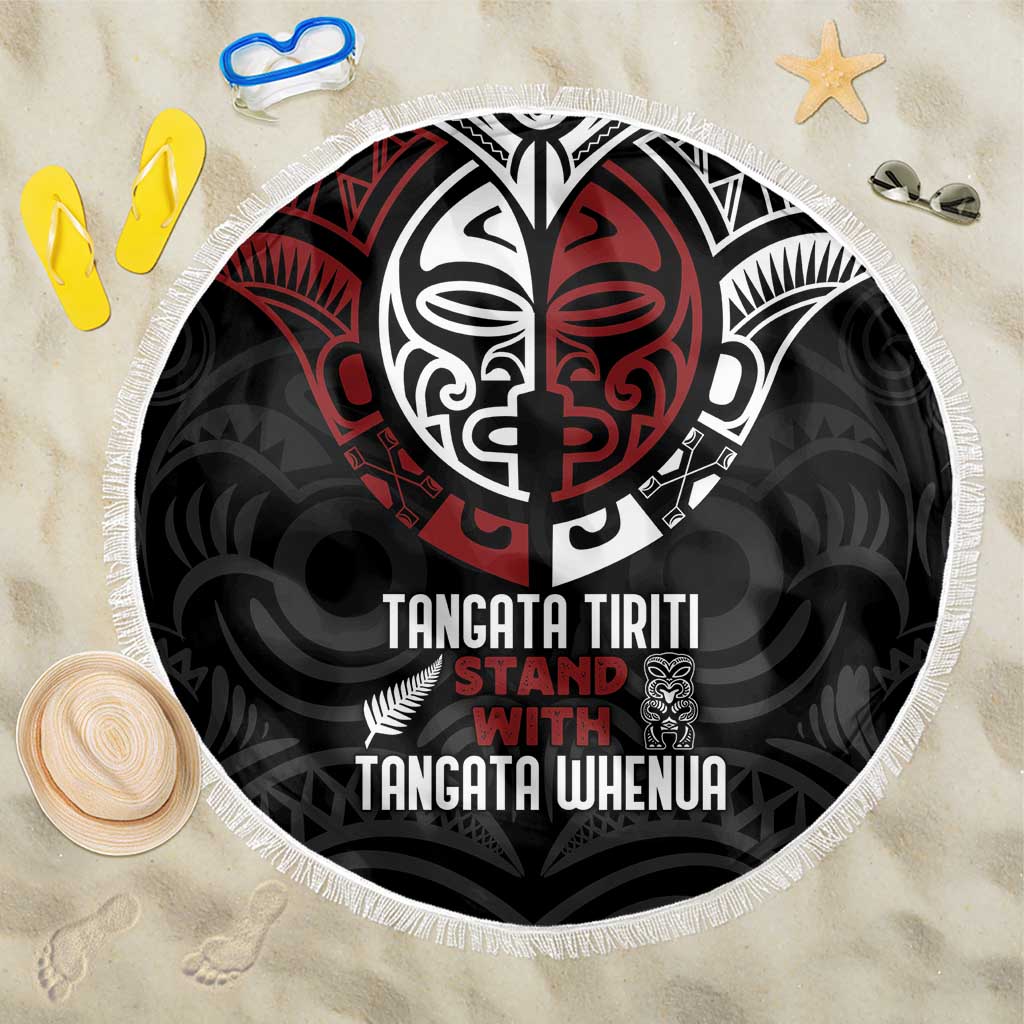 Maori Hongi Toitu Te Tiriti Beach Blanket Tangata Tiriti Stand With Tangata Whenua LT7 One Size 150cm Black - Polynesian Pride