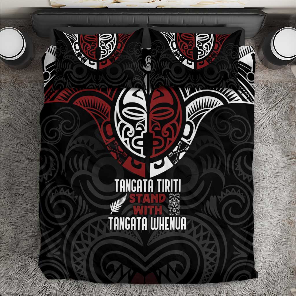 Maori Hongi Toitu Te Tiriti Bedding Set Tangata Tiriti Stand With Tangata Whenua LT7 Black - Polynesian Pride