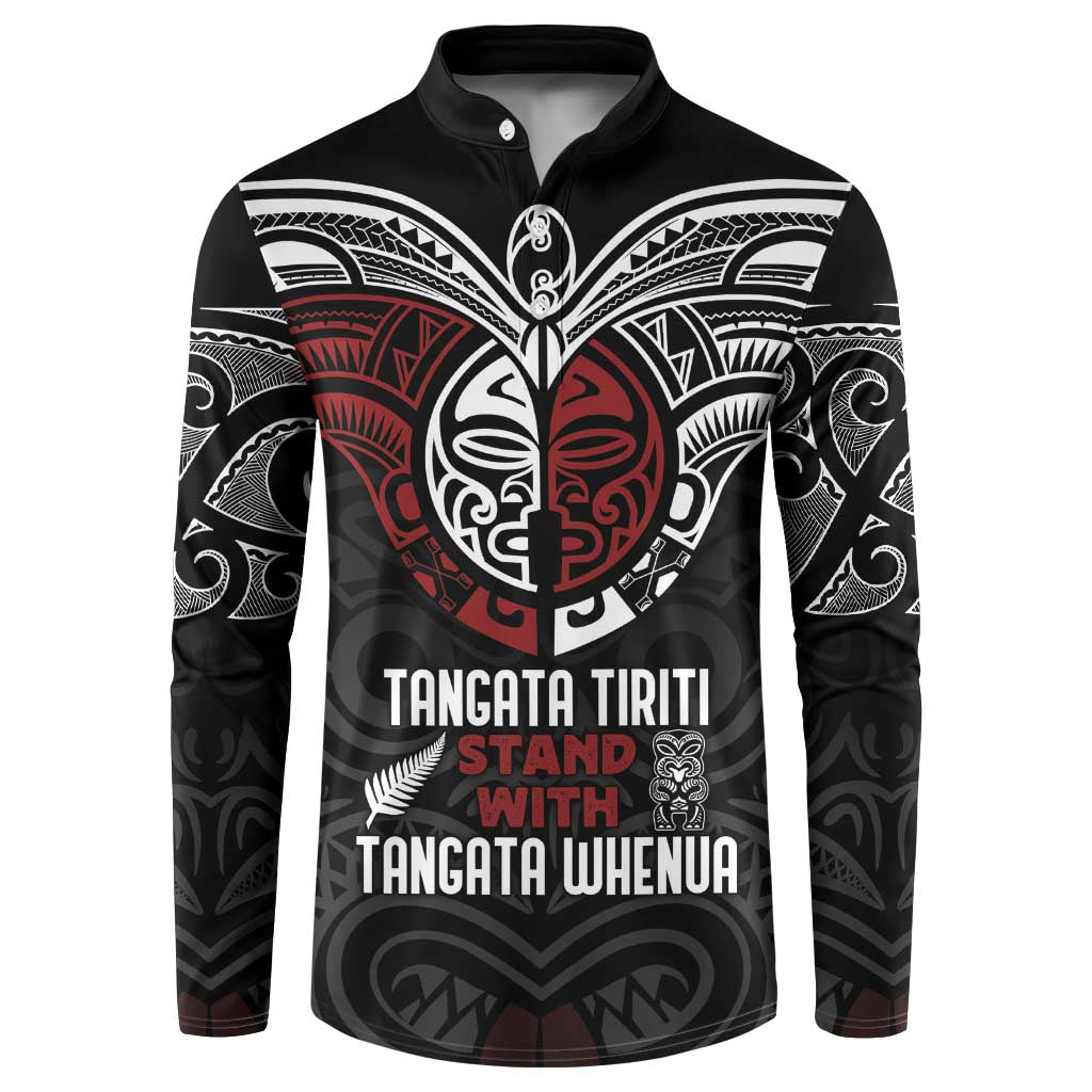 Maori Hongi Toitu Te Tiriti Button Sweatshirt Tangata Tiriti Stand With Tangata Whenua LT7 Black - Polynesian Pride
