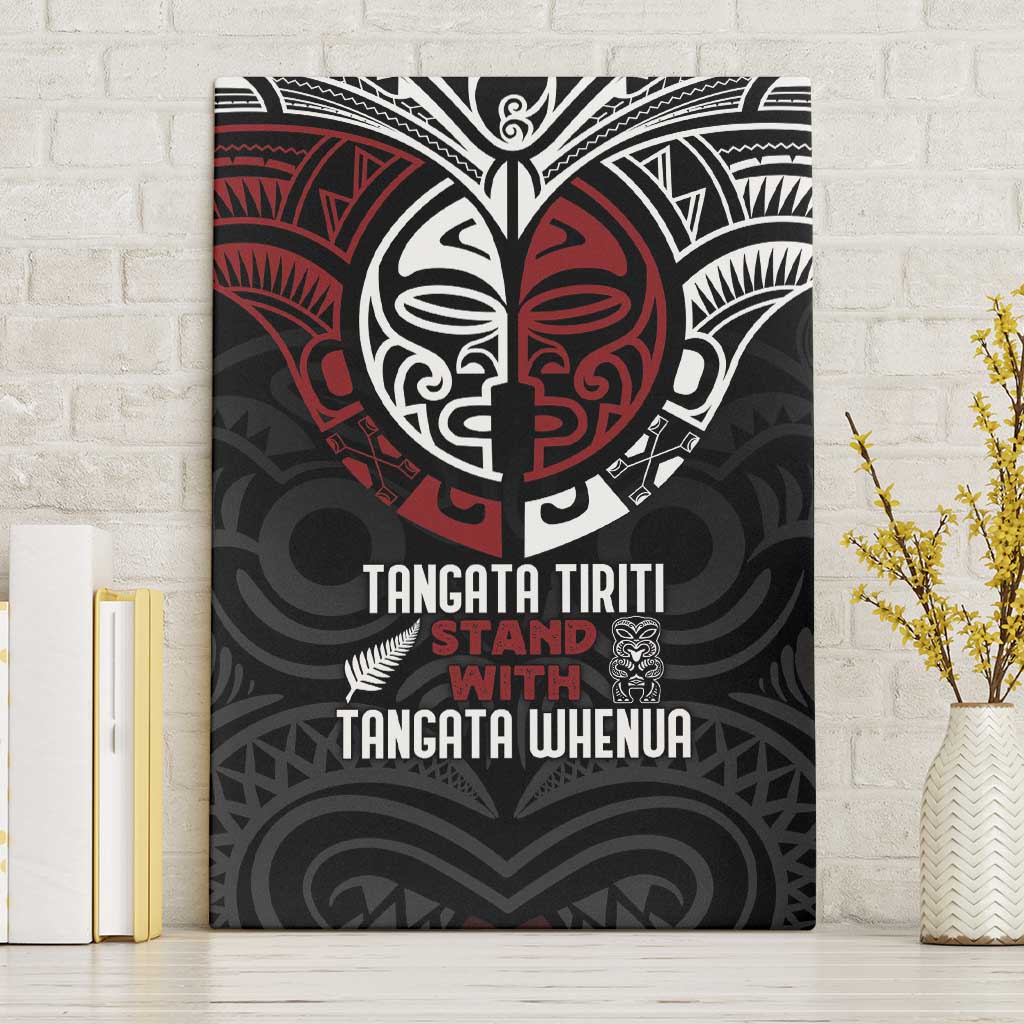 Maori Hongi Toitu Te Tiriti Canvas Wall Art Tangata Tiriti Stand With Tangata Whenua LT7 Without Frame Black - Polynesian Pride