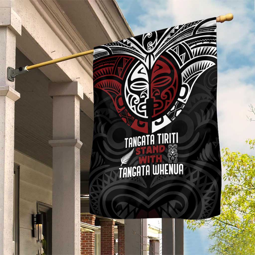 Maori Hongi Toitu Te Tiriti Garden Flag Tangata Tiriti Stand With Tangata Whenua LT7 House Flag Black - Polynesian Pride