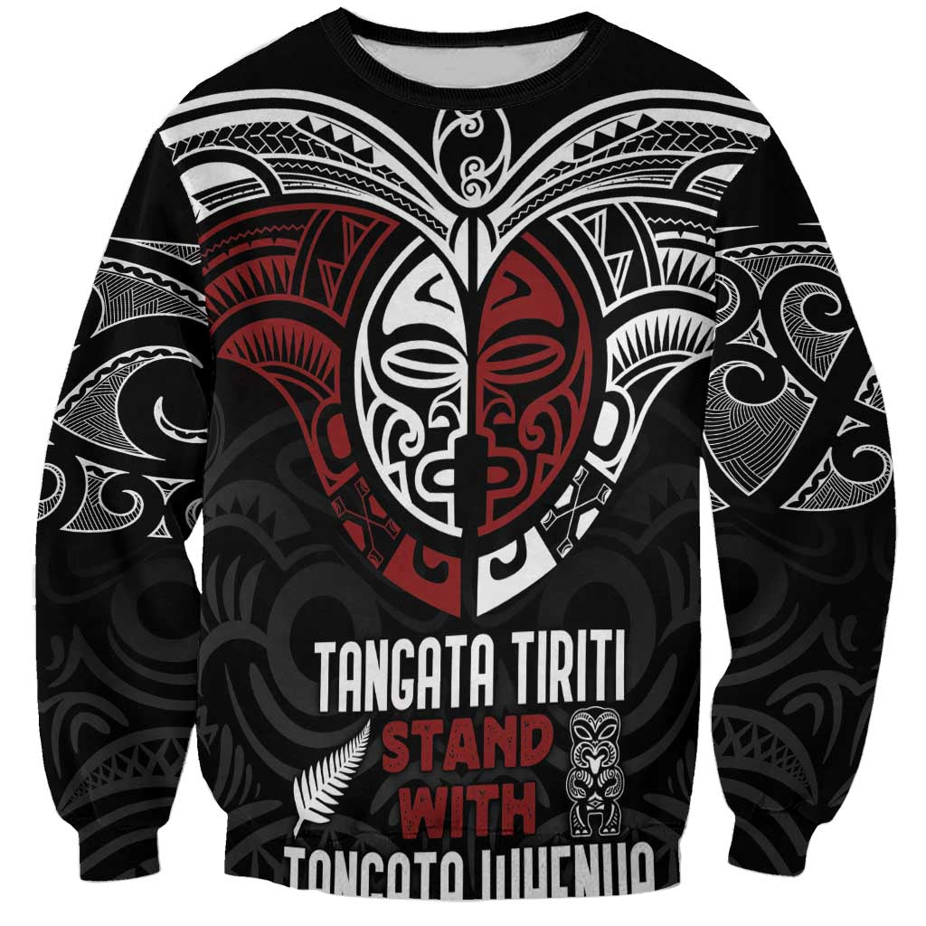 Maori Hongi Toitu Te Tiriti Sweatshirt Tangata Tiriti Stand With Tangata Whenua LT7 Unisex Black - Polynesian Pride