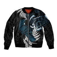 New Zealand Tui Bird Bomber Jacket Maori Kowhaiwhai LT7 Unisex Teal - Polynesian Pride