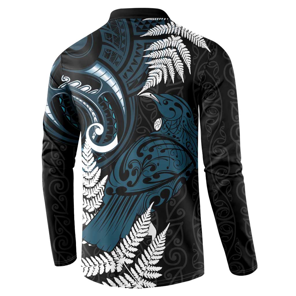 New Zealand Tui Bird Button Sweatshirt Maori Kowhaiwhai LT7 - Polynesian Pride