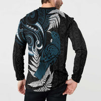 New Zealand Tui Bird Button Sweatshirt Maori Kowhaiwhai LT7 - Polynesian Pride
