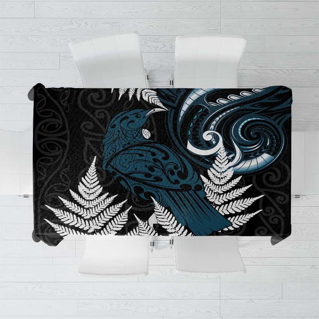 New Zealand Tui Bird Tablecloth Maori Kowhaiwhai LT7 Teal - Polynesian Pride