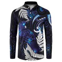 New Zealand Maori Matariki Button Sweatshirt Tui Bird Galaxy LT7 Galaxy - Polynesian Pride