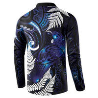 New Zealand Maori Matariki Button Sweatshirt Tui Bird Galaxy LT7 - Polynesian Pride