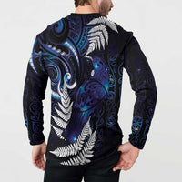 New Zealand Maori Matariki Button Sweatshirt Tui Bird Galaxy LT7 - Polynesian Pride