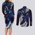 New Zealand Maori Matariki Couples Matching Long Sleeve Bodycon Dress and Long Sleeve Button Shirt Tui Bird Galaxy