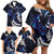 New Zealand Maori Matariki Family Matching Off Shoulder Short Dress and Hawaiian Shirt Tui Bird Galaxy