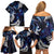 New Zealand Maori Matariki Family Matching Off Shoulder Short Dress and Hawaiian Shirt Tui Bird Galaxy