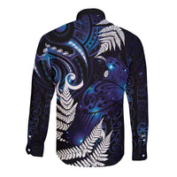 New Zealand Maori Matariki Long Sleeve Button Shirt Tui Bird Galaxy LT7 - Polynesian Pride