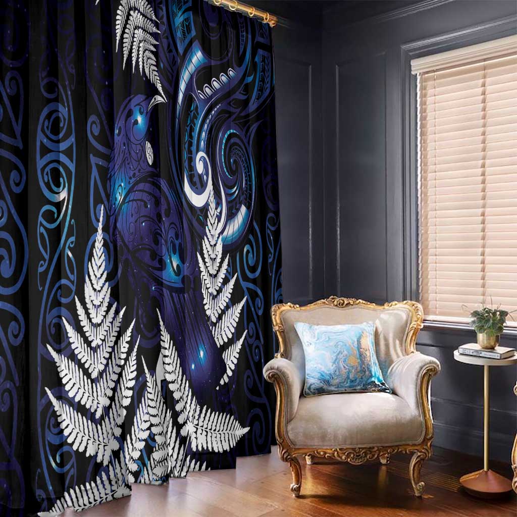 New Zealand Maori Matariki Window Curtain Tui Bird Galaxy LT7 - Polynesian Pride