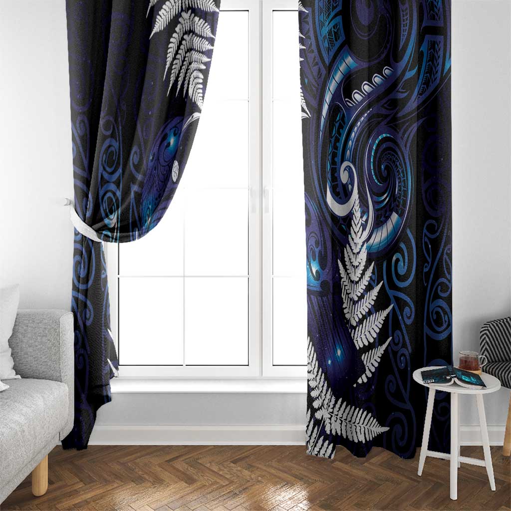 New Zealand Maori Matariki Window Curtain Tui Bird Galaxy LT7 - Polynesian Pride