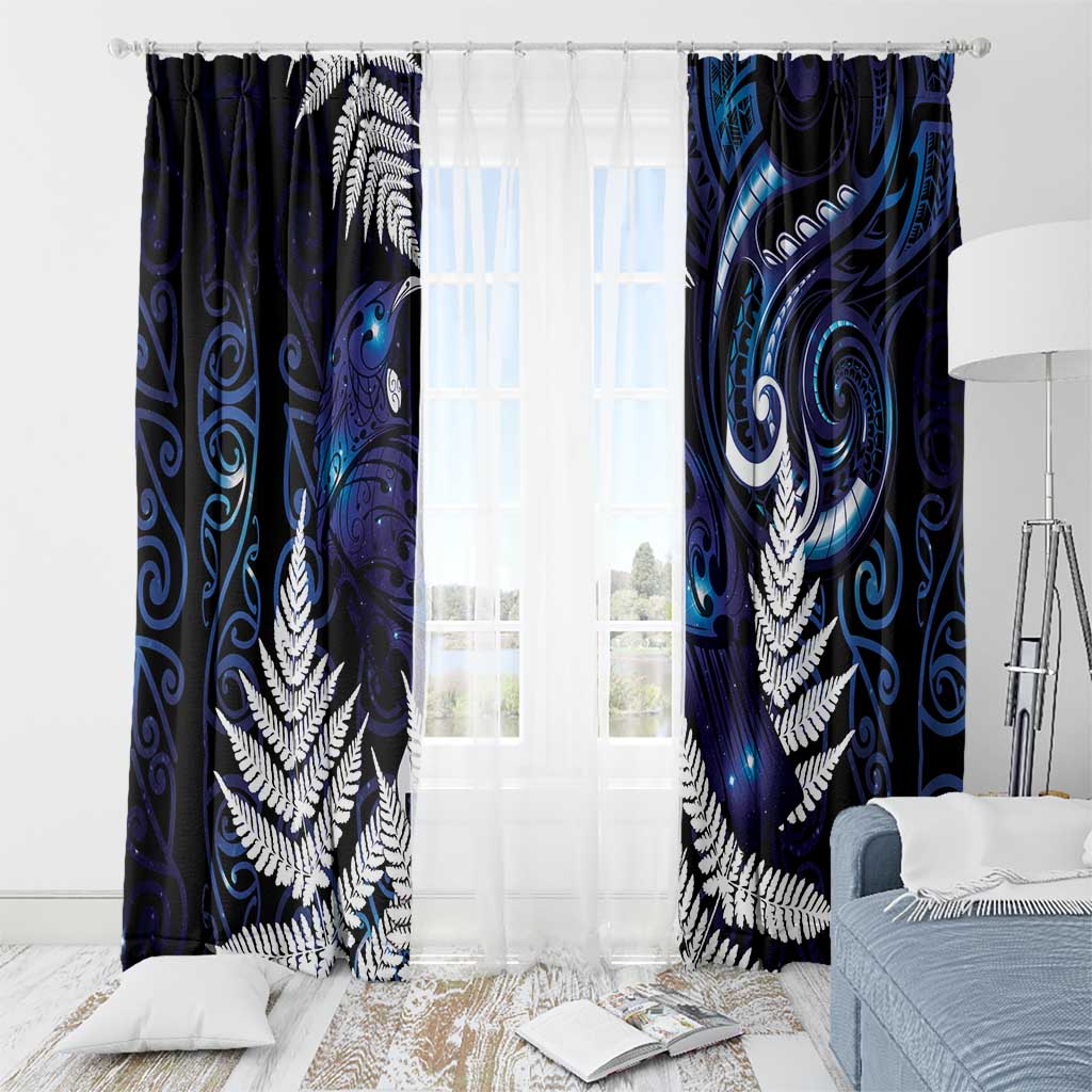 New Zealand Maori Matariki Window Curtain Tui Bird Galaxy LT7 - Polynesian Pride