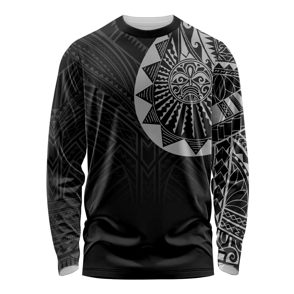 Polynesian Full Sleeve Tattoo Long Sleeves Shirt Silver Vibes LT7 Unisex Black - Polynesian Pride