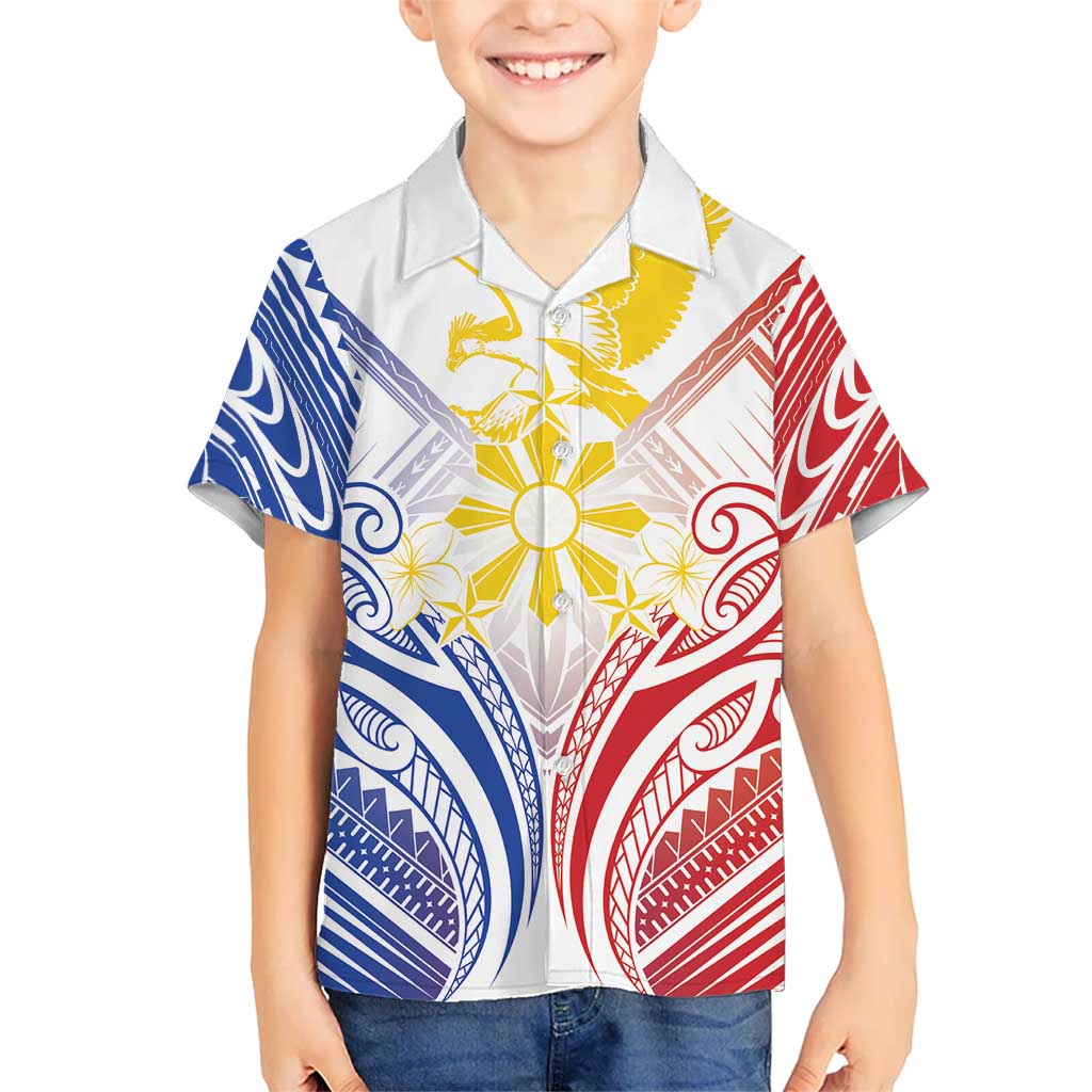 Philippines Tribal Sun Personalized Kid Hawaiian Shirt Hunting Eagle LT7 Kid White - Polynesian Pride