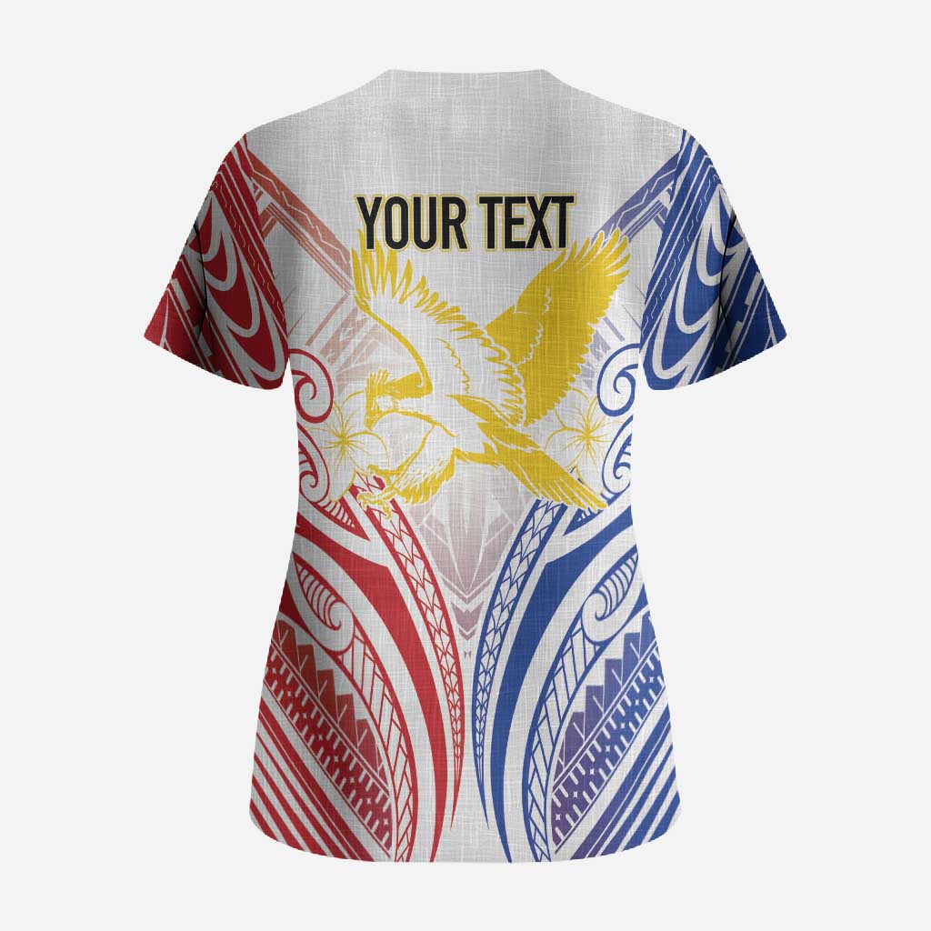 Philippines Tribal Sun Personalized Scrub Top Hunting Eagle LT7 - Polynesian Pride