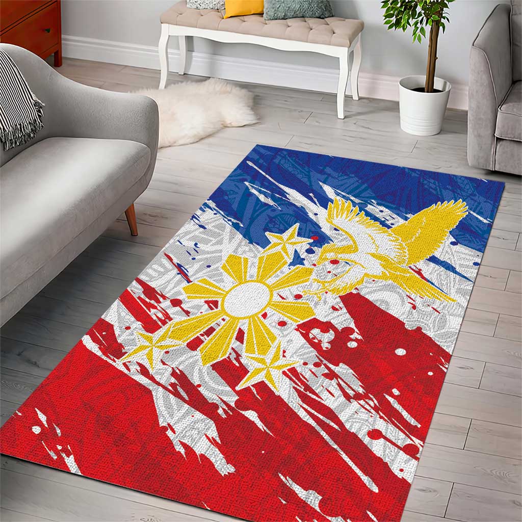 Filipino Sun and Stars Area Rug Grunge Vibes LT7 - Polynesian Pride