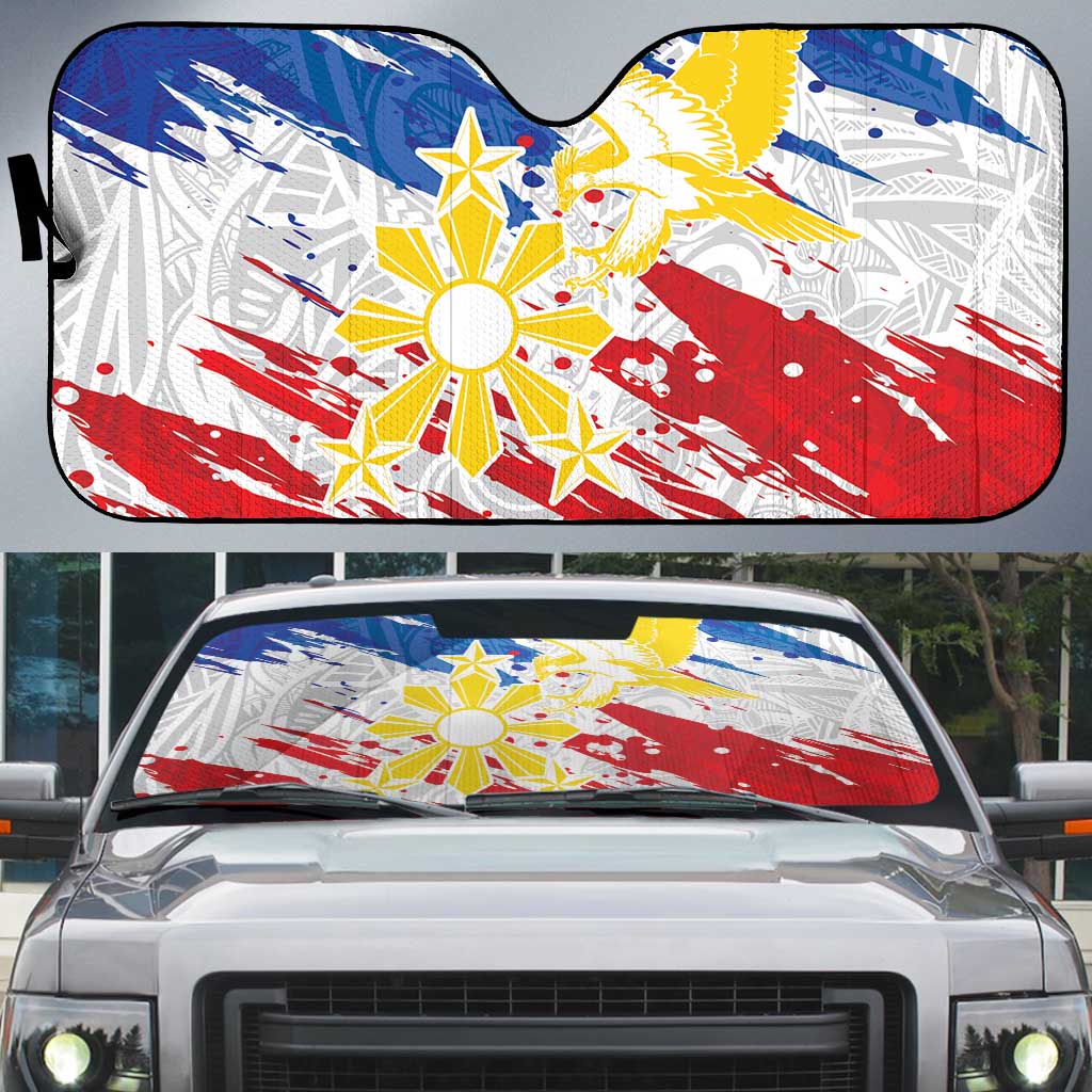Filipino Sun and Stars Auto Sun Shade Grunge Vibes LT7 White - Polynesian Pride