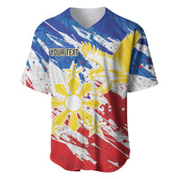 Personalized Filipino Sun and Stars Baseball Jersey Grunge Vibes LT7 White - Polynesian Pride