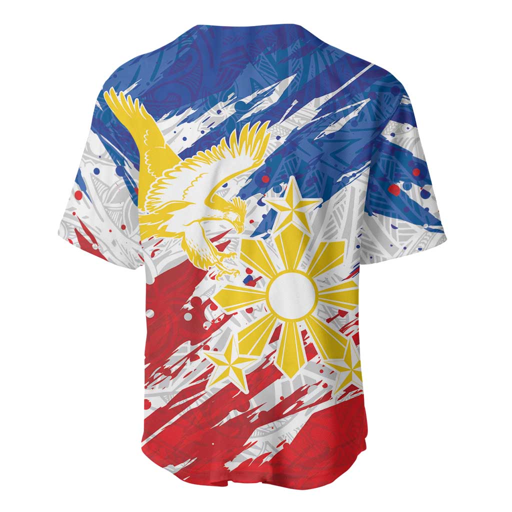 Personalized Filipino Sun and Stars Baseball Jersey Grunge Vibes LT7 - Polynesian Pride
