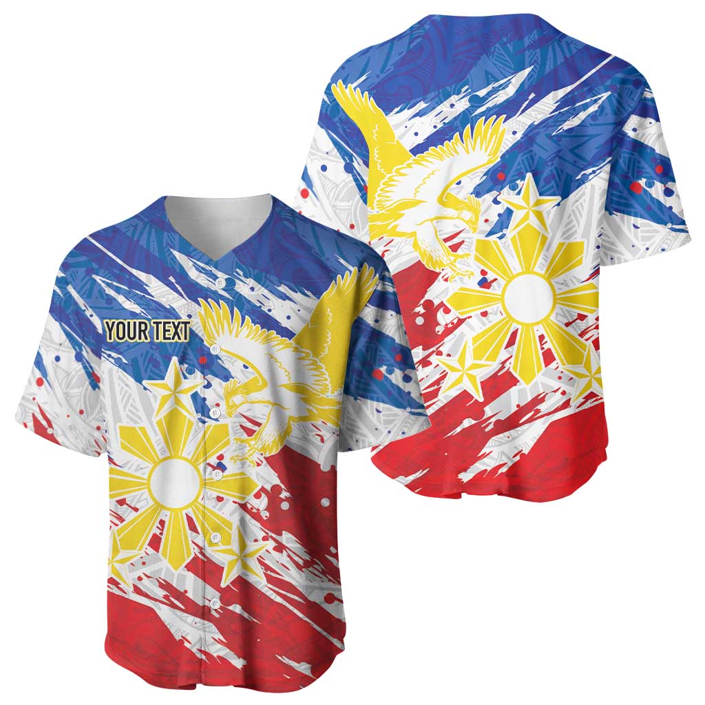 Personalized Filipino Sun and Stars Baseball Jersey Grunge Vibes LT7 - Polynesian Pride