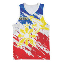 Personalized Filipino Sun and Stars Basketball Jersey Grunge Vibes LT7 Unisex White - Polynesian Pride