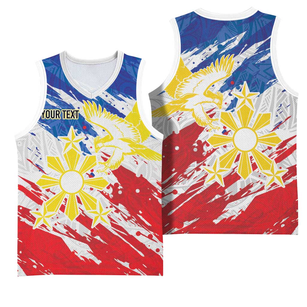 Personalized Filipino Sun and Stars Basketball Jersey Grunge Vibes LT7 - Polynesian Pride