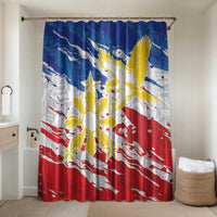 Filipino Sun and Stars Bathroom Set Grunge Vibes LT7 Shower Curtain Only White - Polynesian Pride