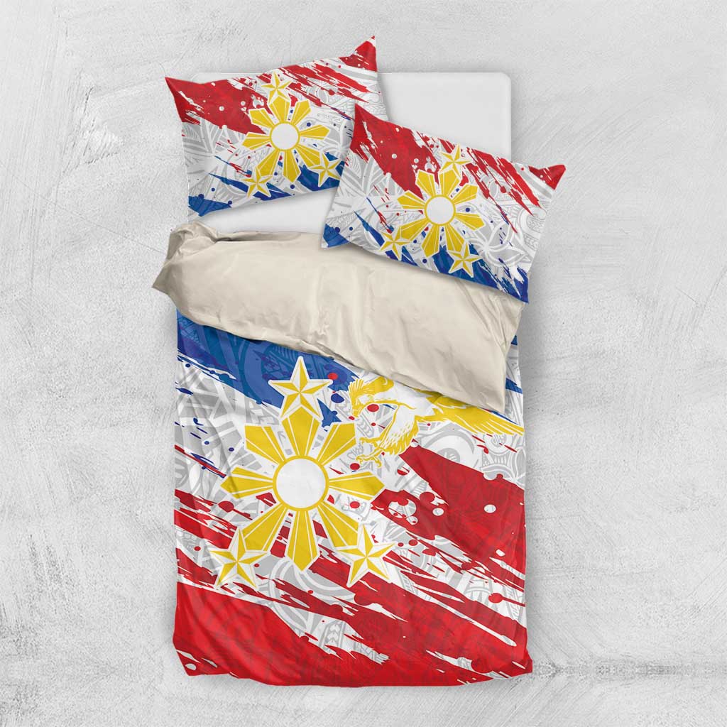 Filipino Sun and Stars Bedding Set Grunge Vibes LT7 US Twin 172cm x 218cm White - Polynesian Pride