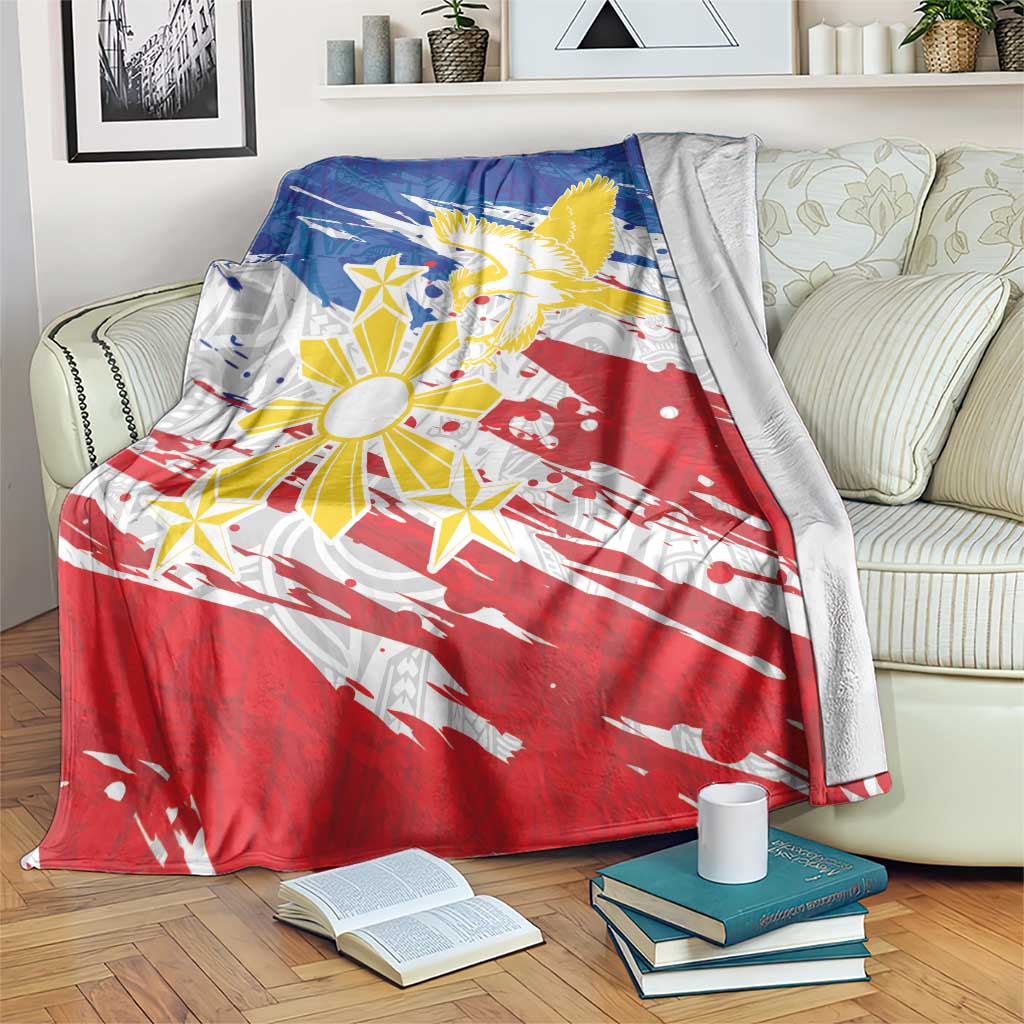 Filipino Sun and Stars Blanket Grunge Vibes LT7 White - Polynesian Pride