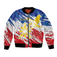 Personalized Filipino Sun and Stars Bomber Jacket Grunge Vibes LT7 Unisex White - Polynesian Pride
