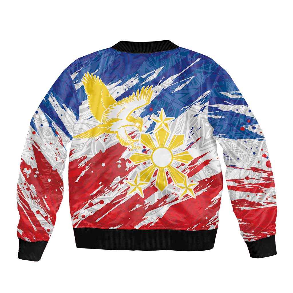 Personalized Filipino Sun and Stars Bomber Jacket Grunge Vibes LT7 - Polynesian Pride