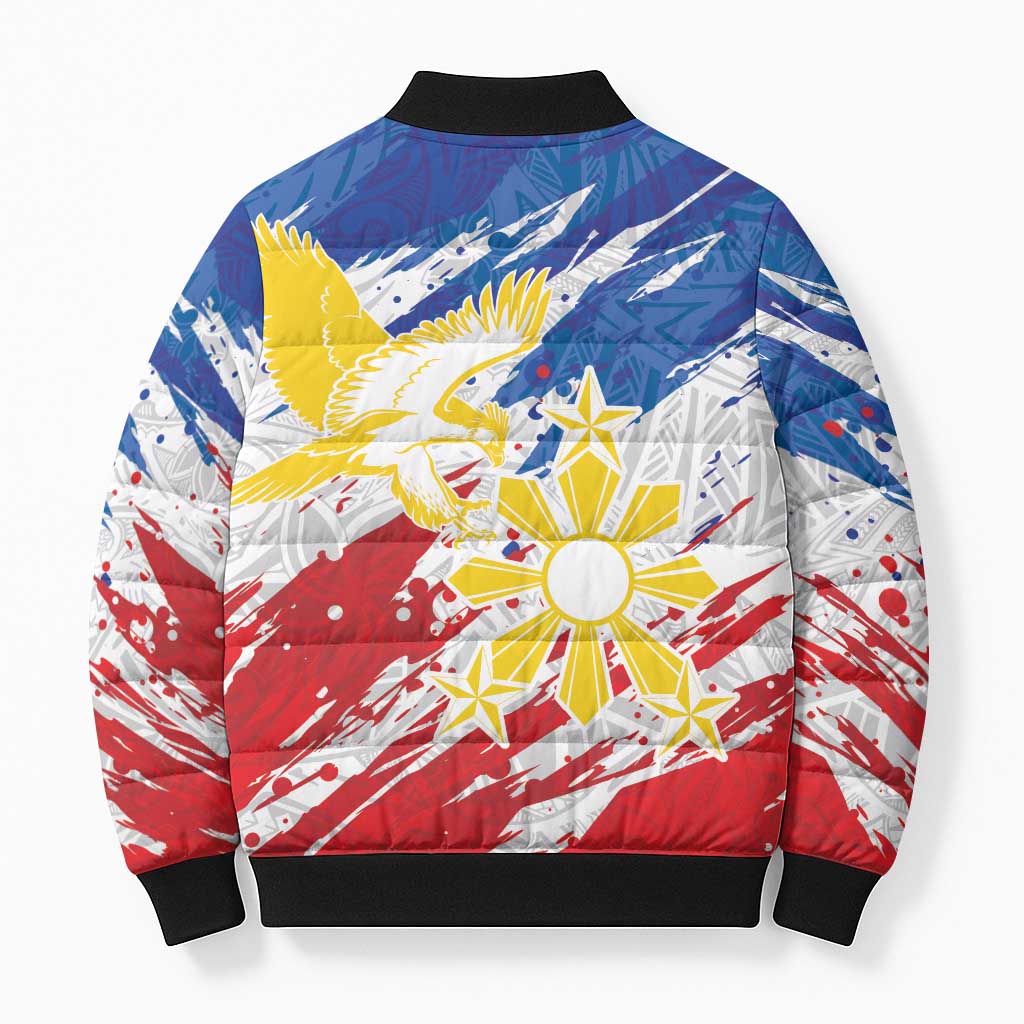 Personalized Filipino Sun and Stars Bomber Puffer Jacket Grunge Vibes LT7 - Polynesian Pride