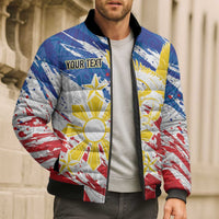 Personalized Filipino Sun and Stars Bomber Puffer Jacket Grunge Vibes LT7 - Polynesian Pride