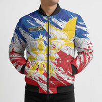 Personalized Filipino Sun and Stars Bomber Puffer Jacket Grunge Vibes LT7 - Polynesian Pride