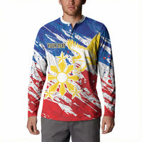 Personalized Filipino Sun and Stars Button Sweatshirt Grunge Vibes LT7 - Polynesian Pride
