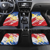 Filipino Sun and Stars Car Mats Grunge Vibes LT7 Set 4pcs White - Polynesian Pride