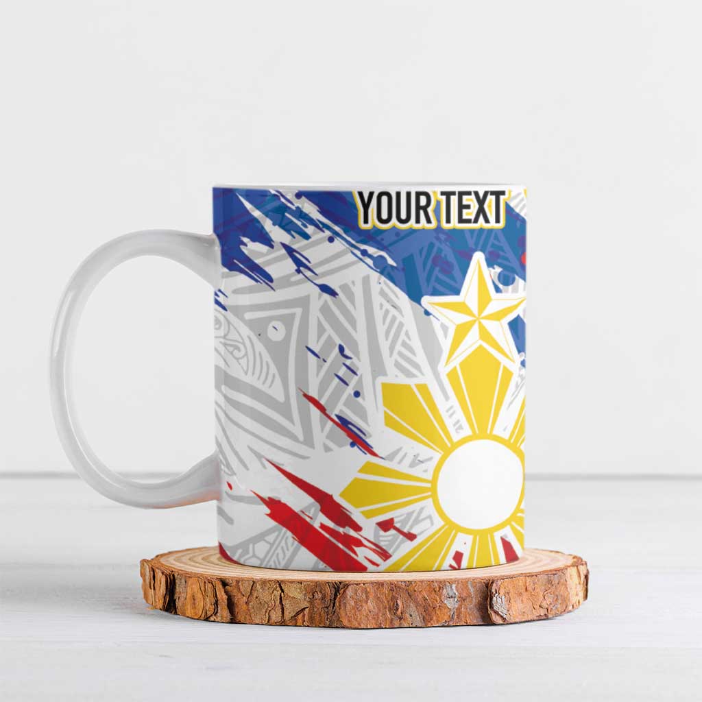 Personalized Filipino Sun and Stars Ceramic Mug Grunge Vibes LT7 White - Polynesian Pride