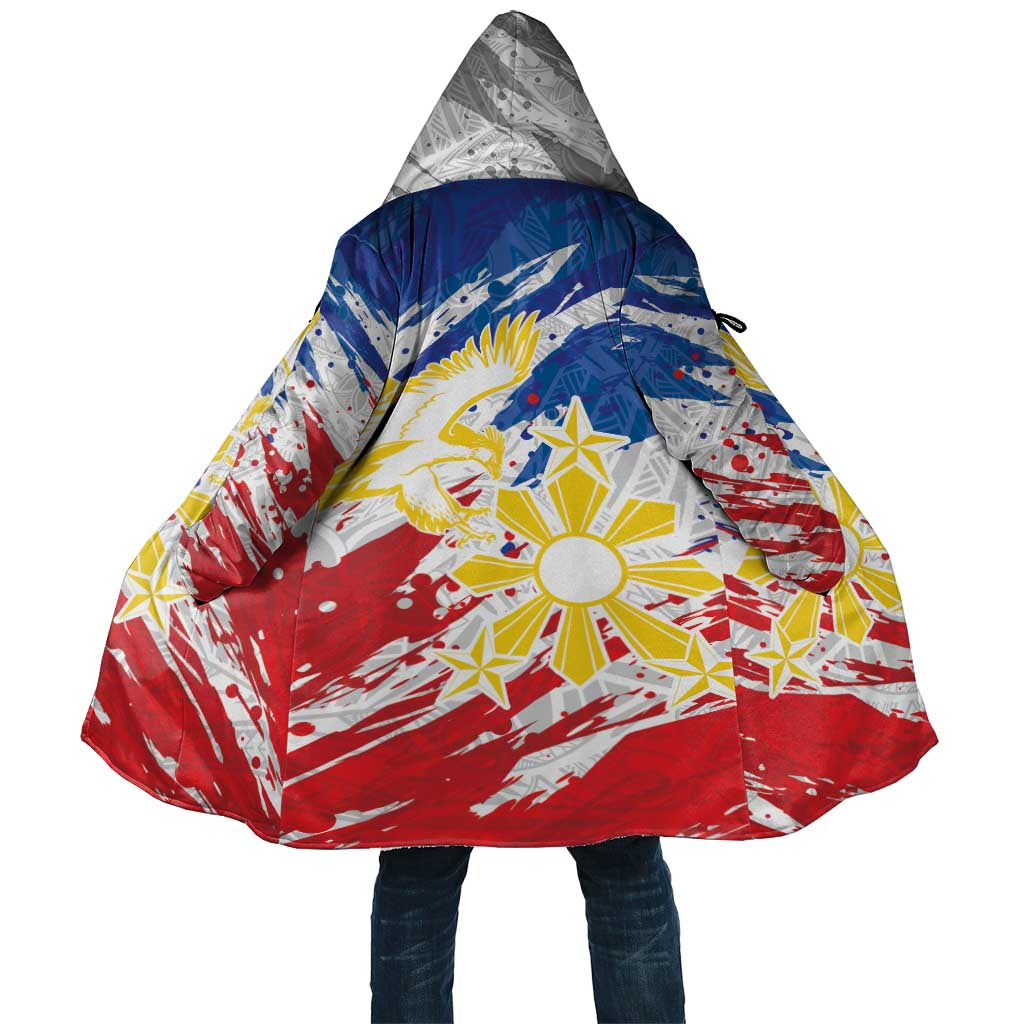 Personalized Filipino Sun and Stars Cloak Grunge Vibes LT7 Unisex White - Polynesian Pride