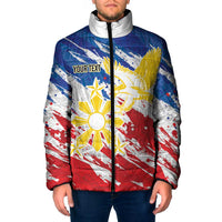 Personalized Filipino Sun and Stars Padded Jacket Grunge Vibes LT7 Men White - Polynesian Pride